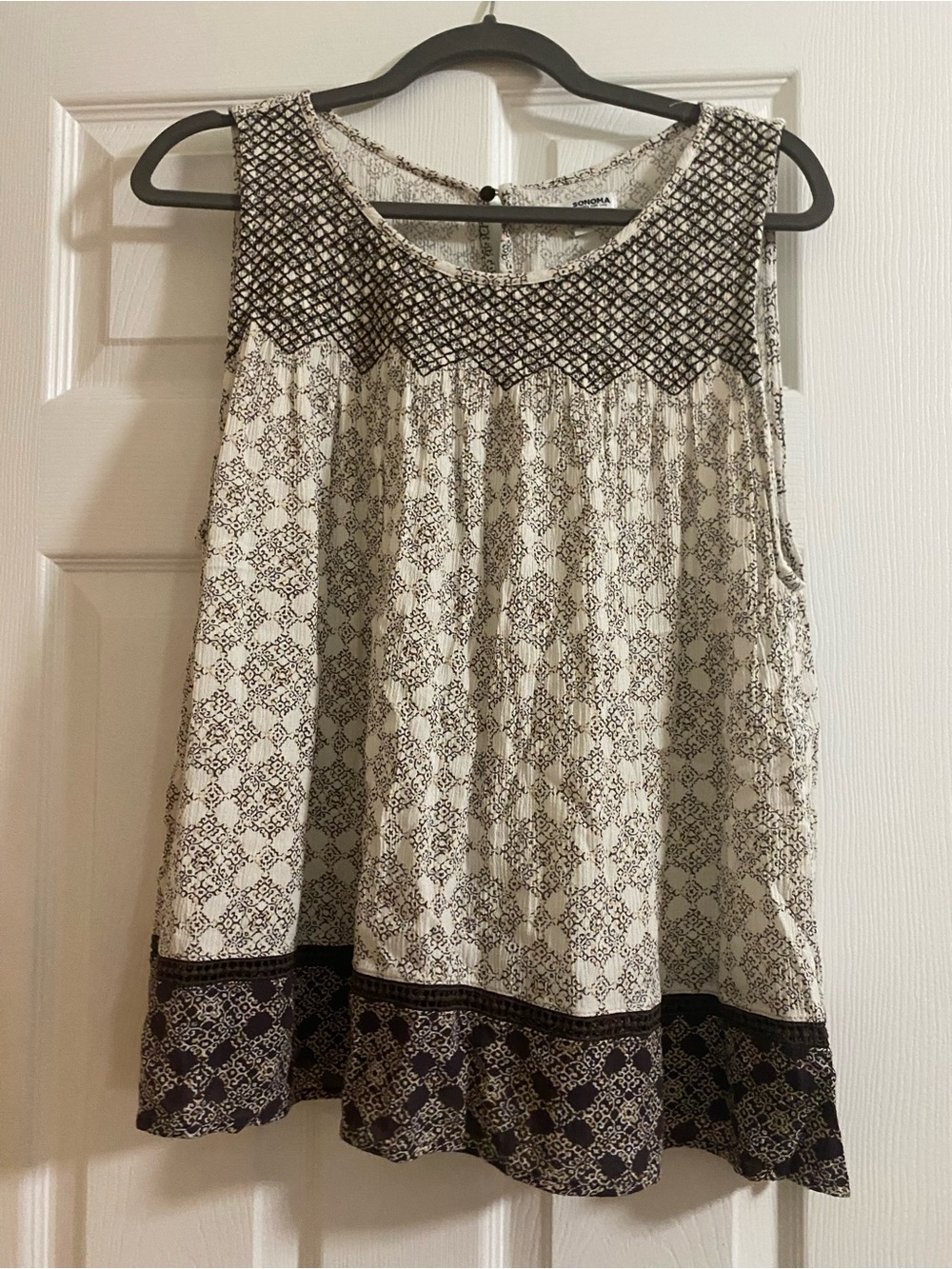 Sonoma Sleeveless Printed Tank Top - Cream & Brown